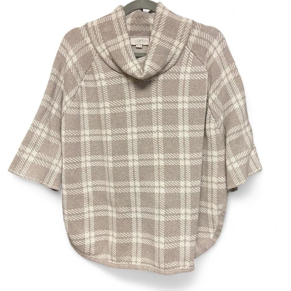 Loft beige and cream plaid turtleneck sweater size XS